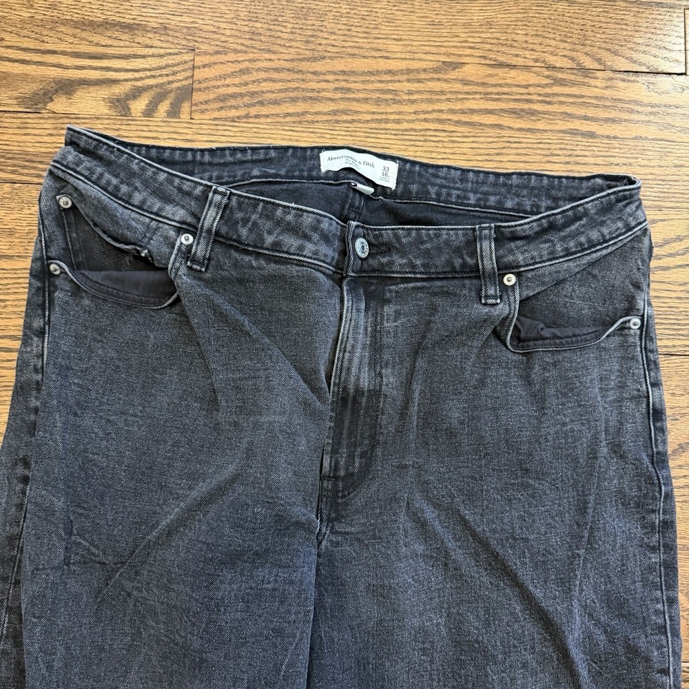 Abercrombie & Fitch Jeans Women's 16 Long The Mom High‎ Rise Black - Picture 3 of 7